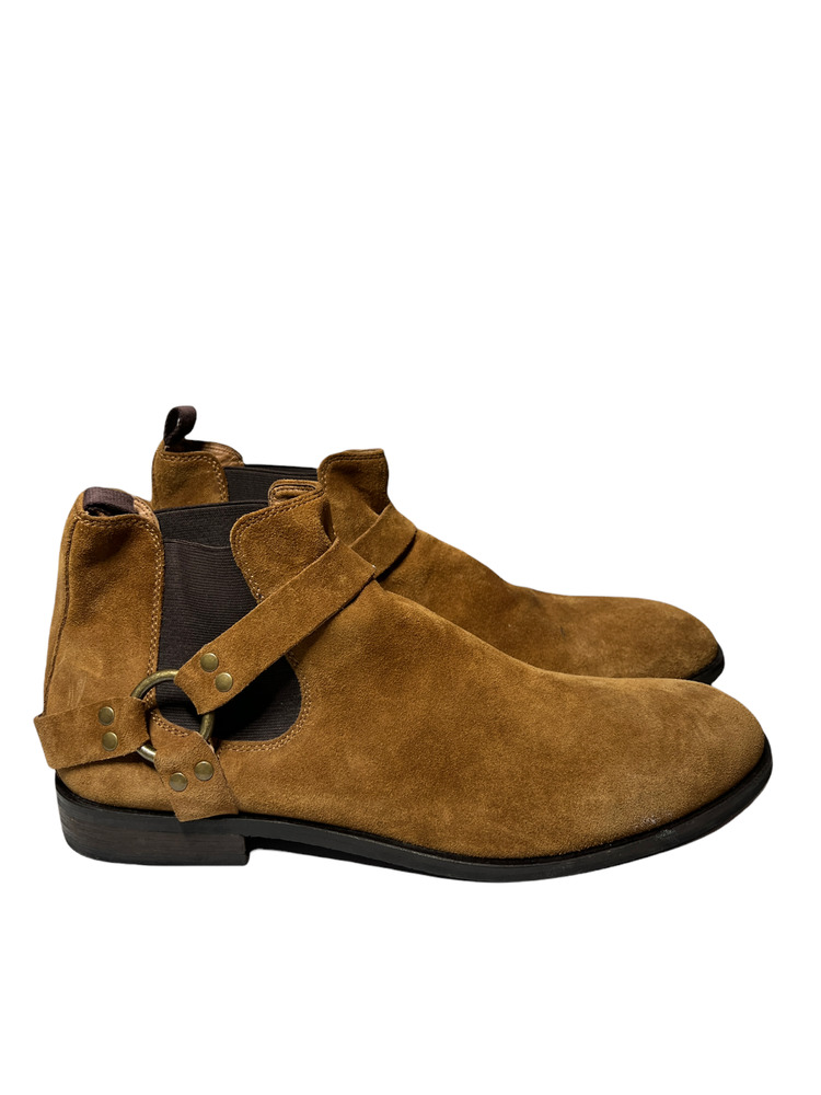 Frye Scott Chelsea Harness Buckle Brown Suede Men's size 13 Ankle Slip On Boots